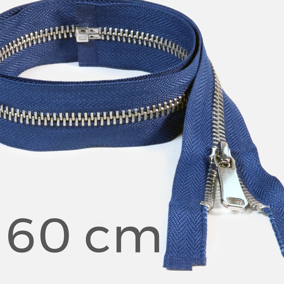 Reissverschluss Metall teilbar blau 60 cm