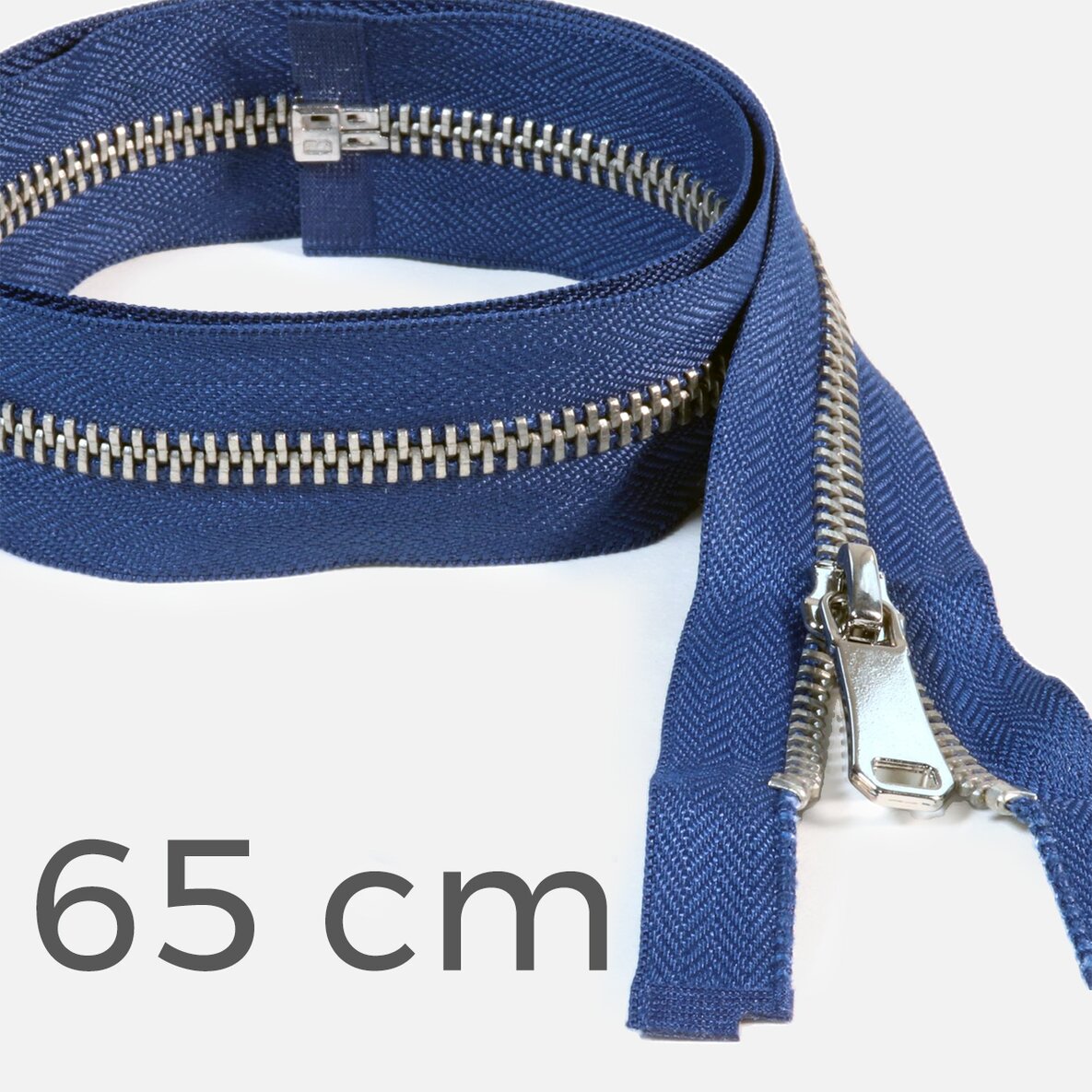 Reissverschluss Metall teilbar blau 65 cm