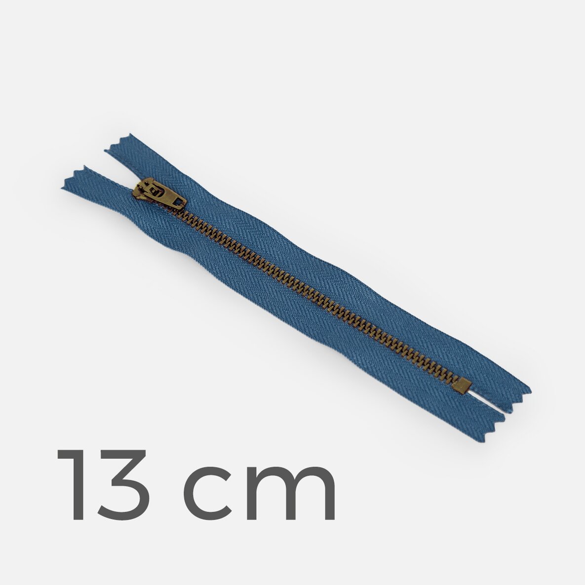 Jeans Reissverschluss Metall messing 13 cm blau