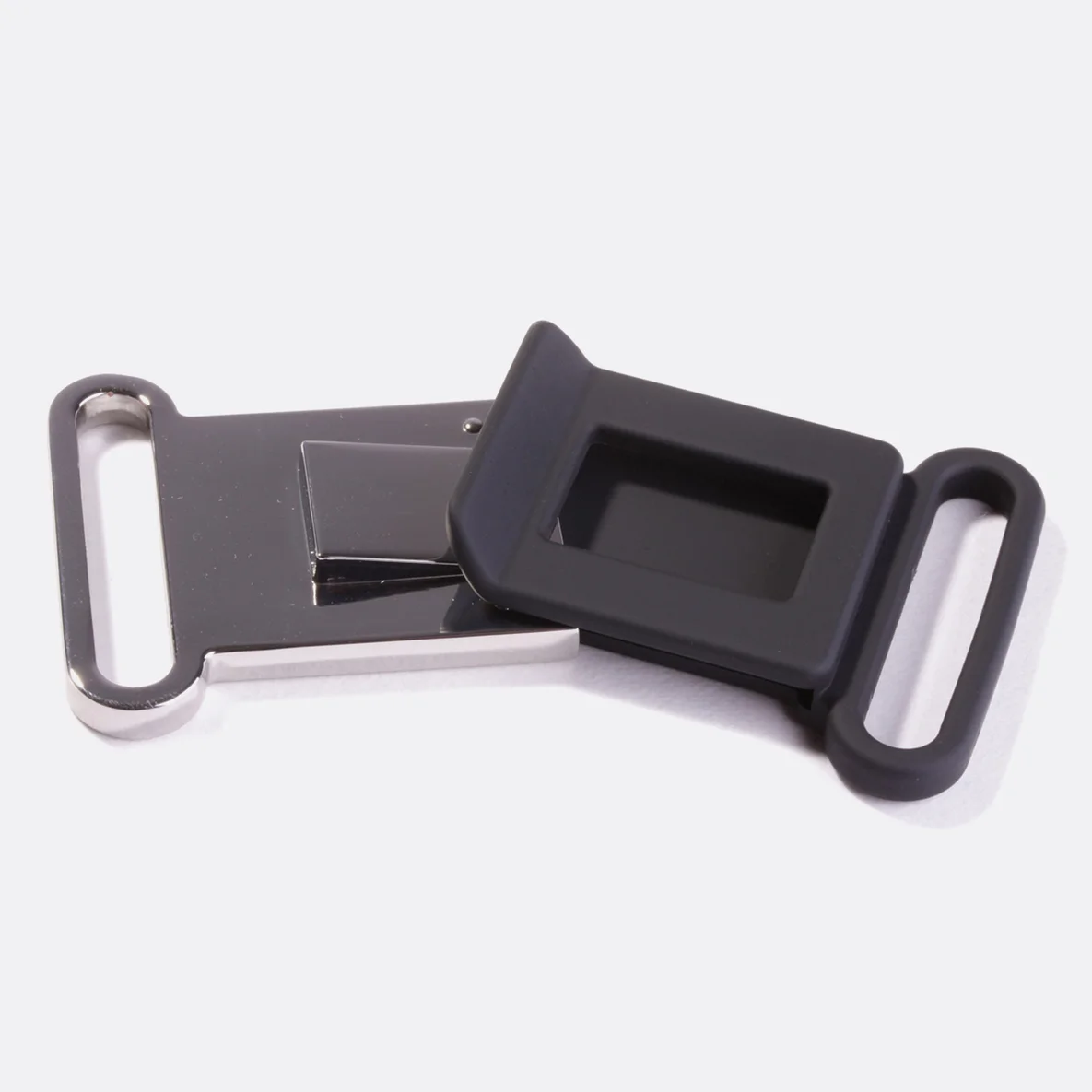 Steckschnalle schwarz silber metall