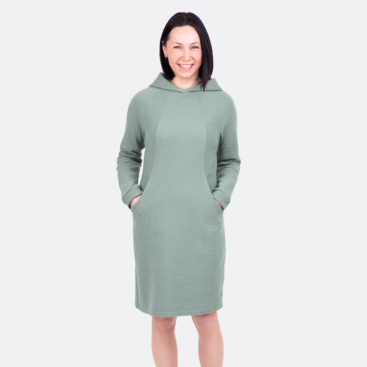 Stoff Meterware Baumwolljersey Waffeljersey dunkelmint nähen DIY