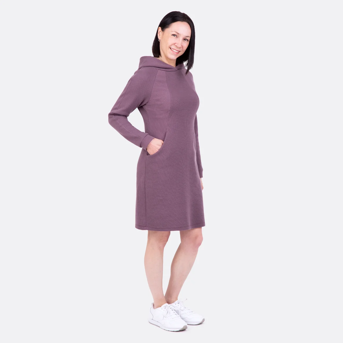 Stoff Meterware Baumwolljersey Waffeljersey mauve nähen DIY