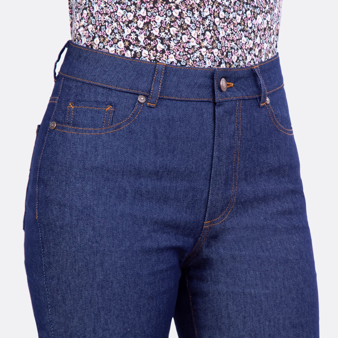 Jeans Reißverschluss Schlitz selber nähen Stretch Denim dunkelblau meliert