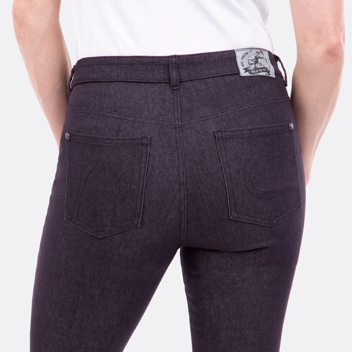 Jeanshose Gesäßtaschen nähen Jeansstoff Stretch schwarz meliert