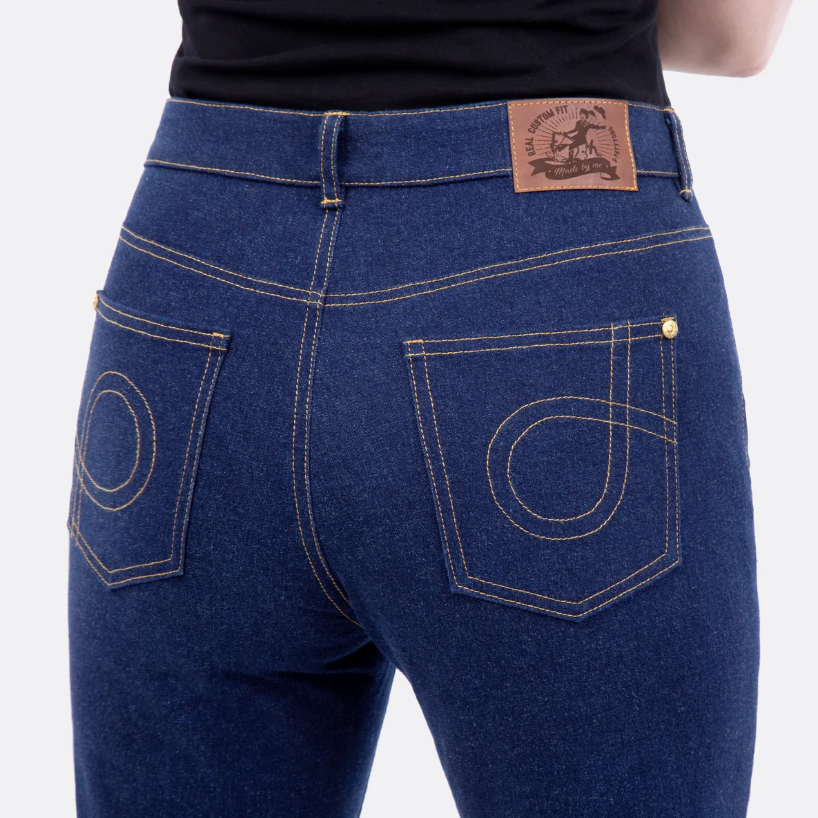 Nähanleitung Jeans Stretch Denim navy meliert Kontrastgarn Gesäßtaschen DIY