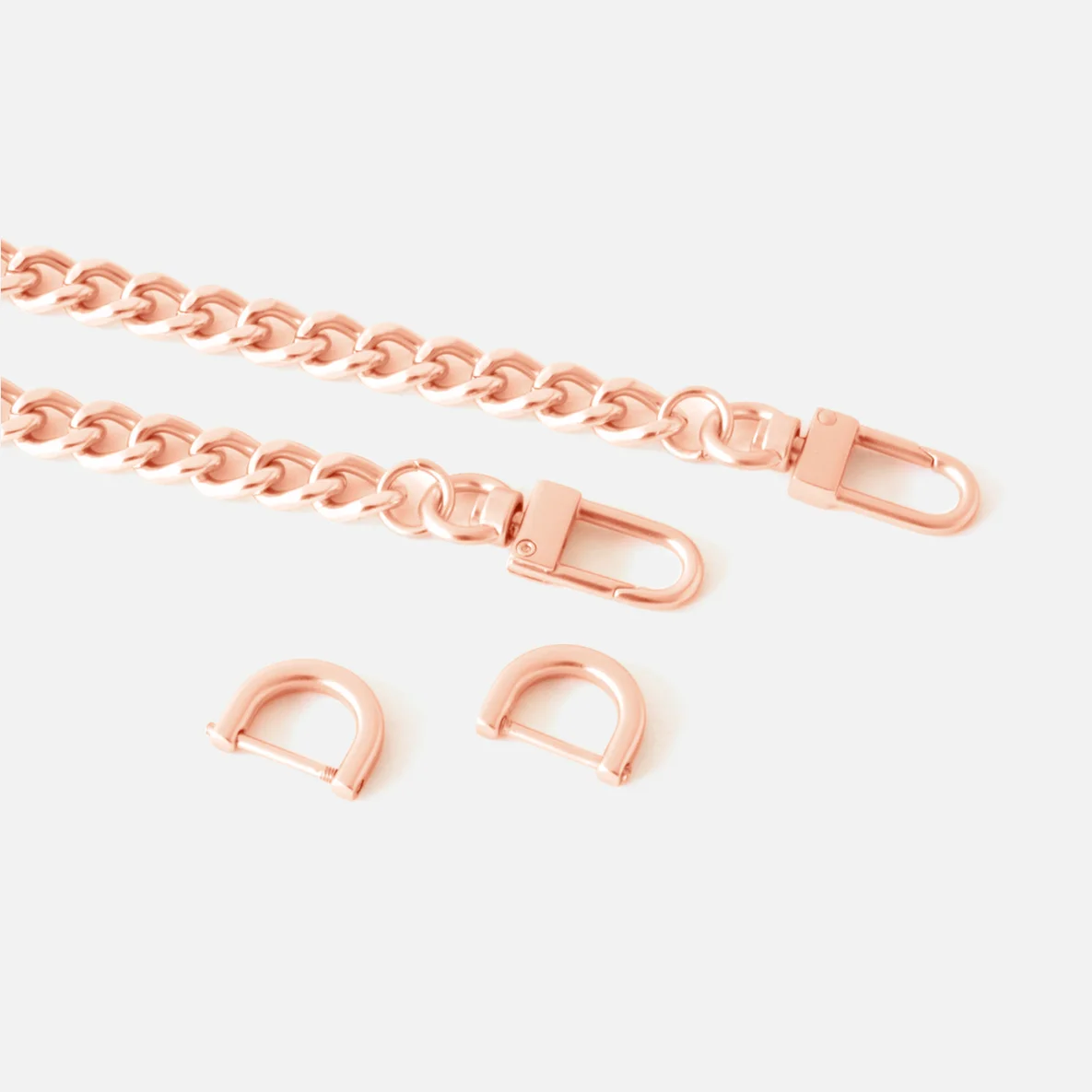 Taschenkette Rosegold Metall mit Karabinern D-Ringen