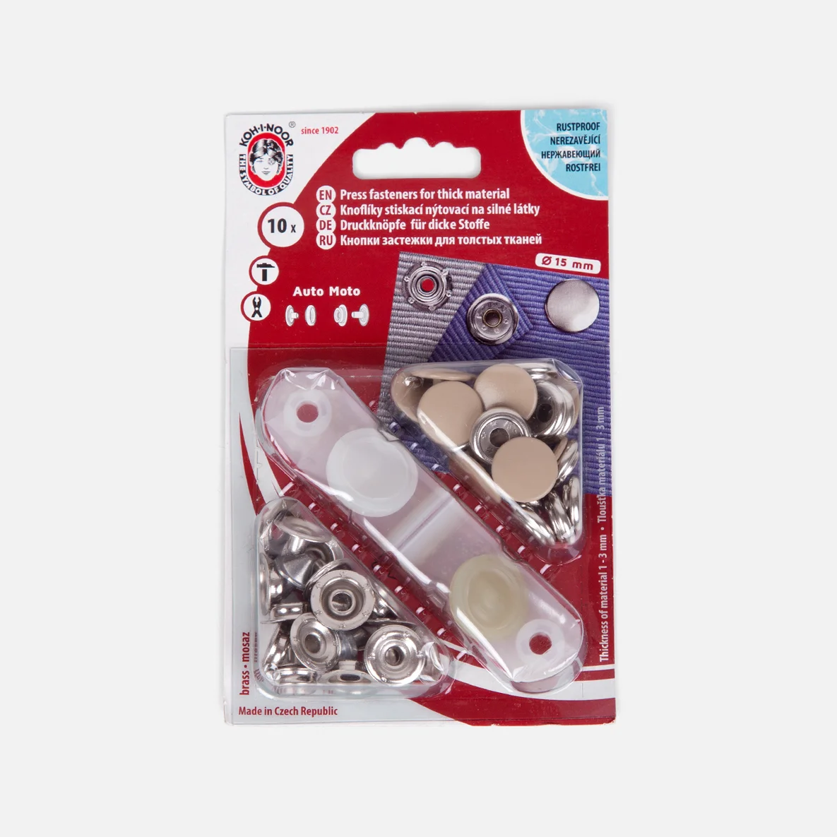 Anorak Druckknöpfe für dicke Stoffe 10 Stück Packung beige