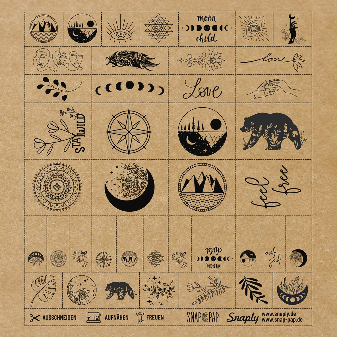 SnapPap Label Bogen Boho