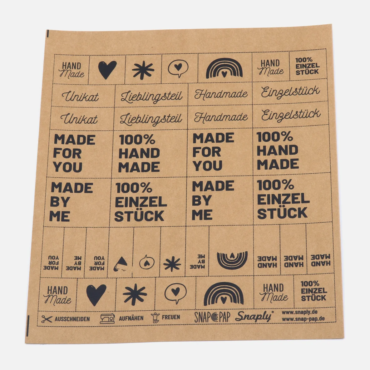 SnapPap Label Bogen Handmade