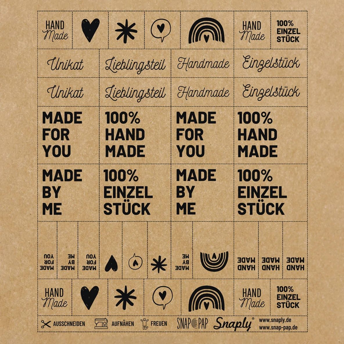 SnapPap Label Bogen Handmade