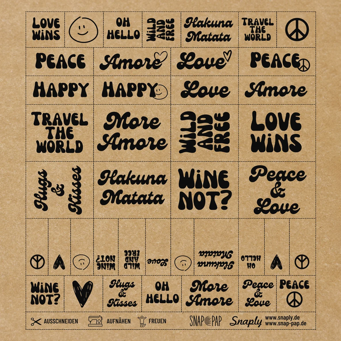 SnapPap Label Bogen Hippie