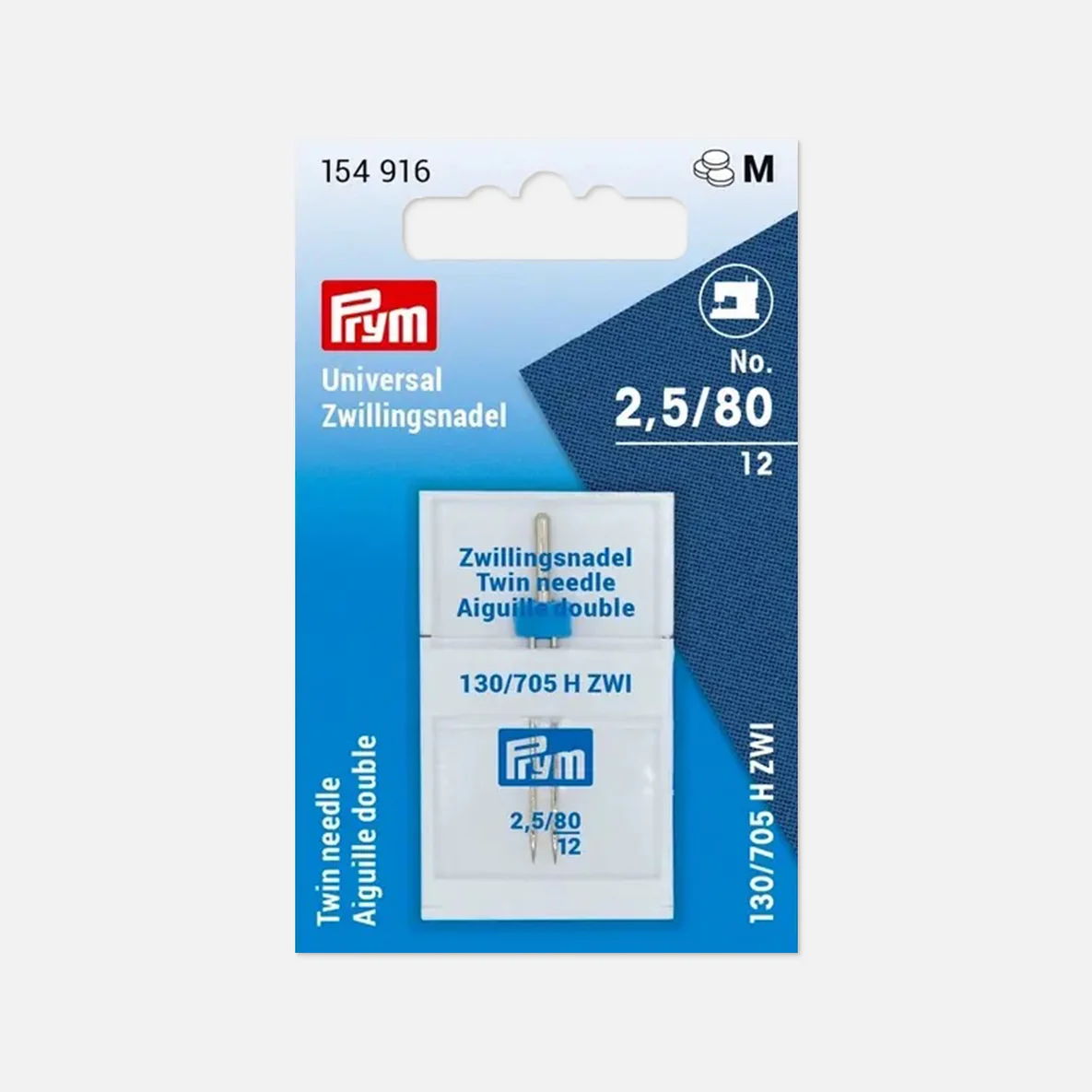 PRYM Nähmaschinennadel Zwillingsnadel Universal 2,5mm 80