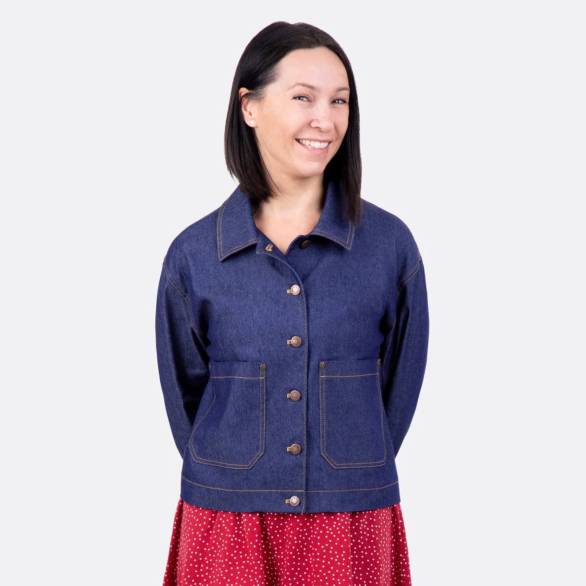 Schnittmuster Hemdjacke Jeansstoff Denim selber nähen