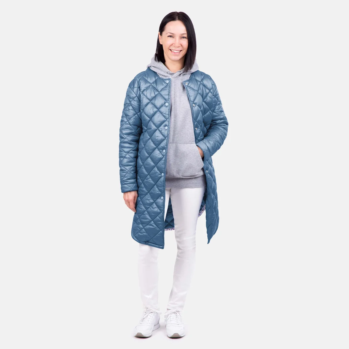 Schnittmuster Mantel Herbst Steppstoff petrol selber nähen