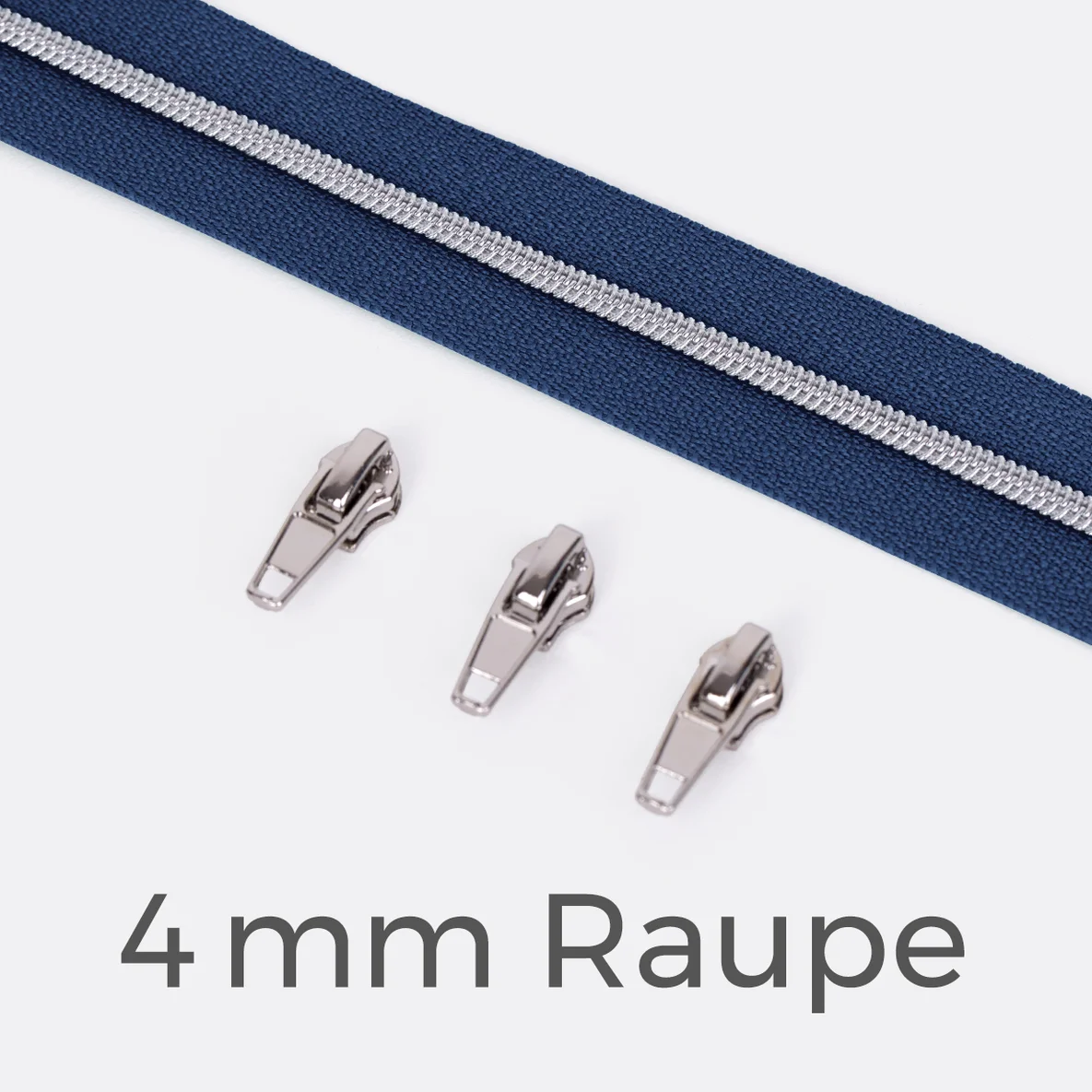 Endlos-Reißverschluss 4 mm Metallraupe silber Zipper marine D040