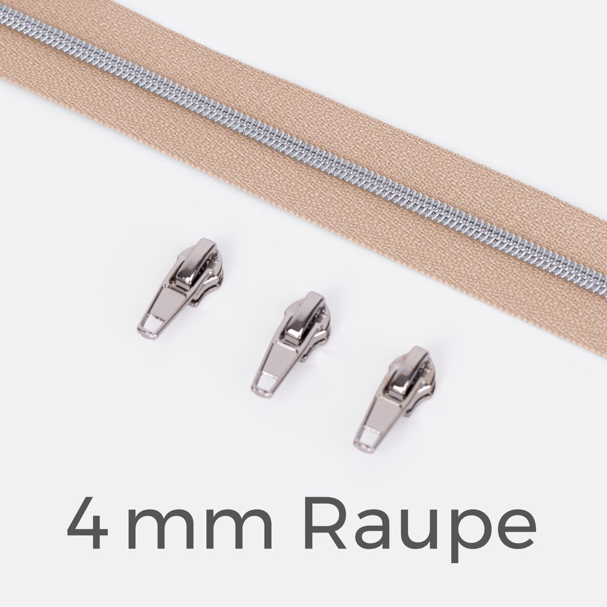 Endlos-Reißverschluss 4 mm Metallraupe silber Zipper nude D209