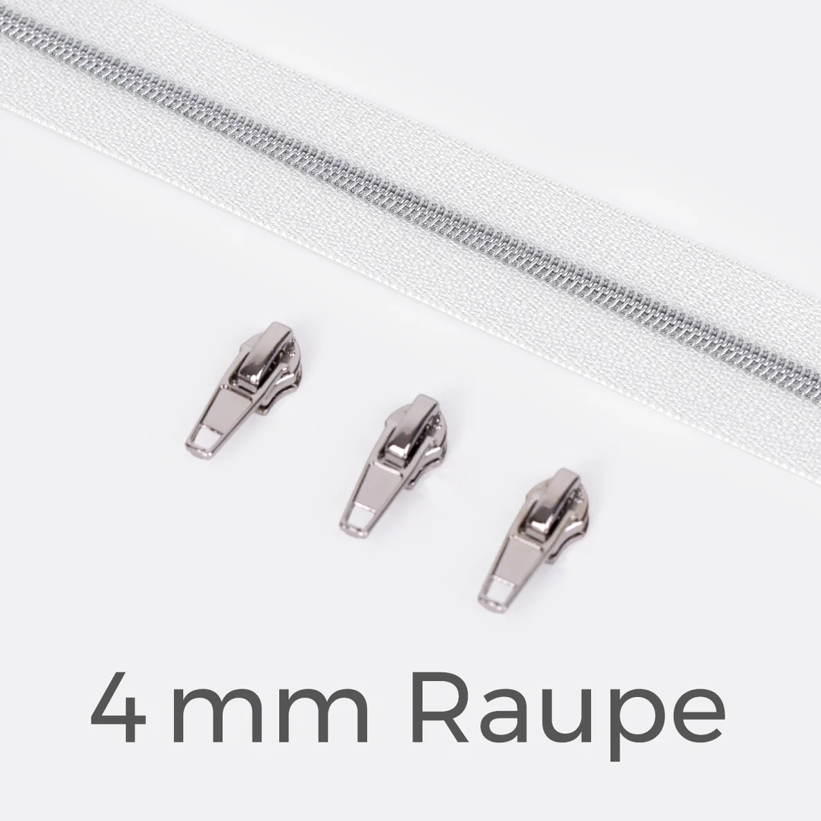 Endlos Reißverschluss Metallraupe 4 mm weiß B3