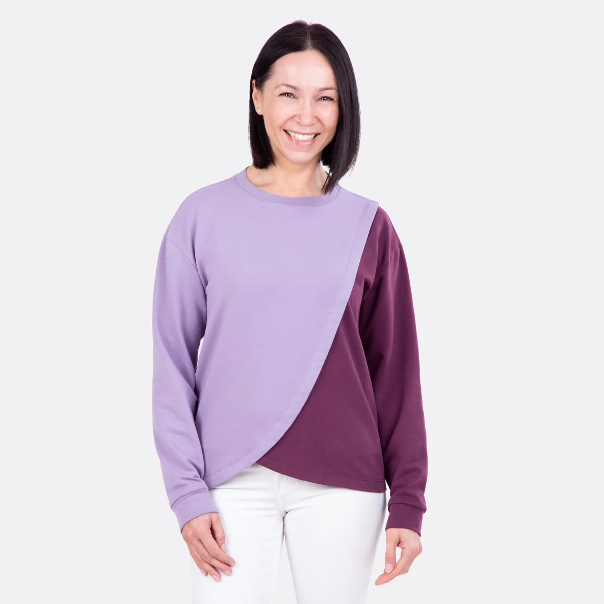 Sweatshirt DIY Wickeloptik Sweatstoff Flieder Lila