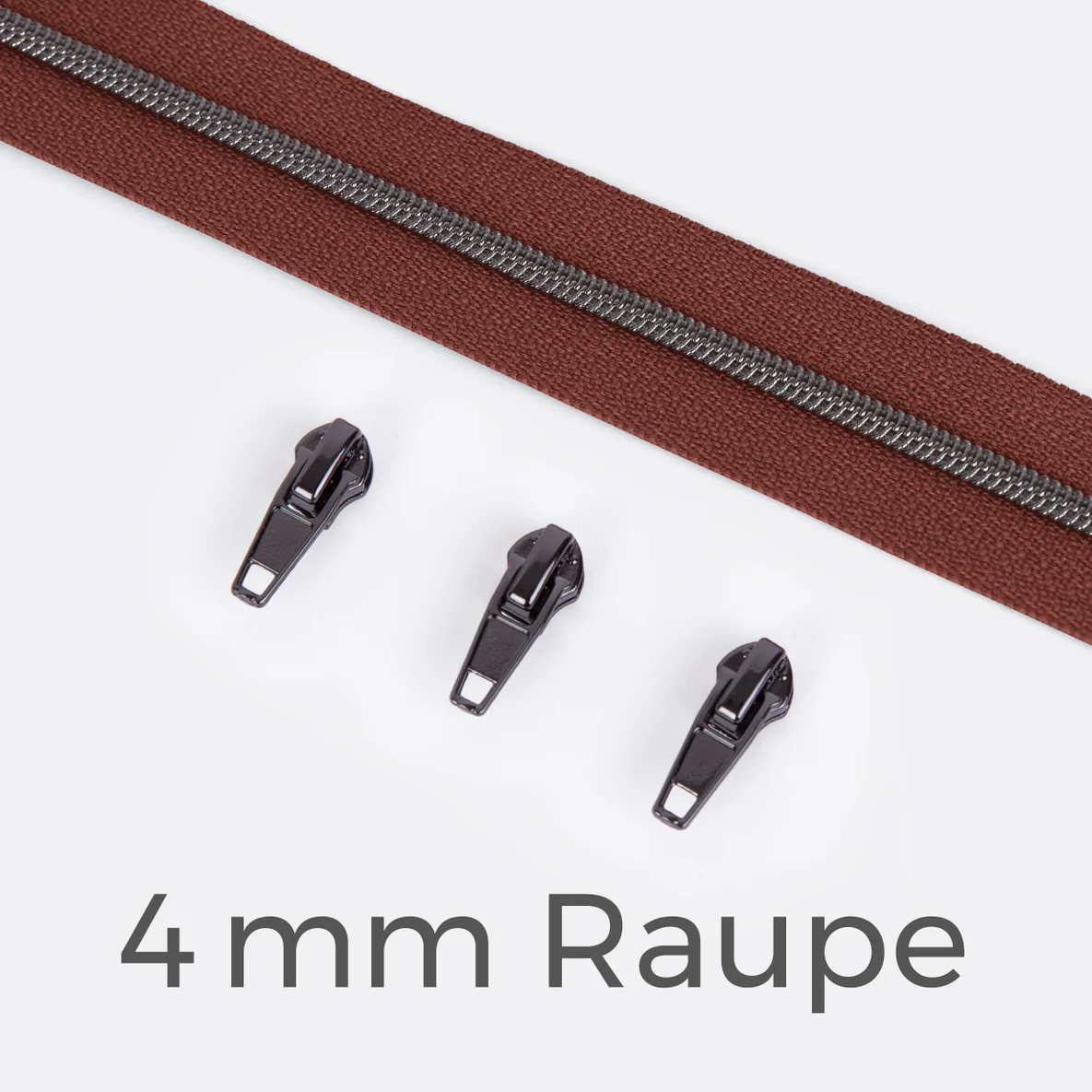 Endlos Reißverschluss gunmetal metallisiert braun 4 mm Raupe