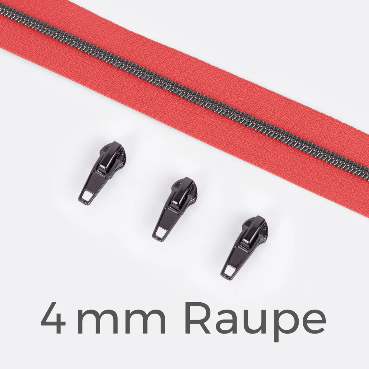 Endlos Reißverschluss gunmetal metallisiert koralle 4 mm Raupe