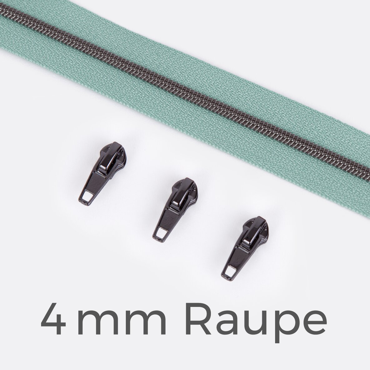 Endlos Reißverschluss gunmetal metallisiert mint 4 mm Raupe