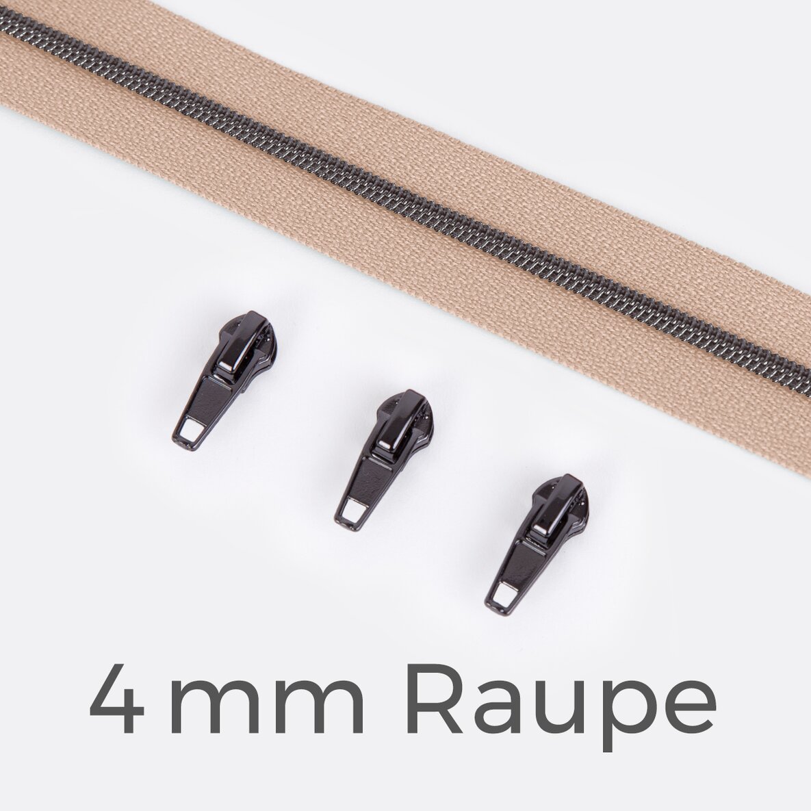Endlos Reißverschluss gunmetal metallisiert nude 4 mm Raupe