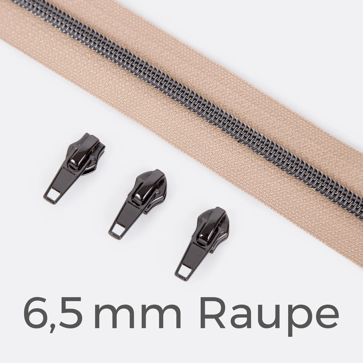 Endlos Reißverschluss gunmetal metallisiert nude 6,5 mm Raupe