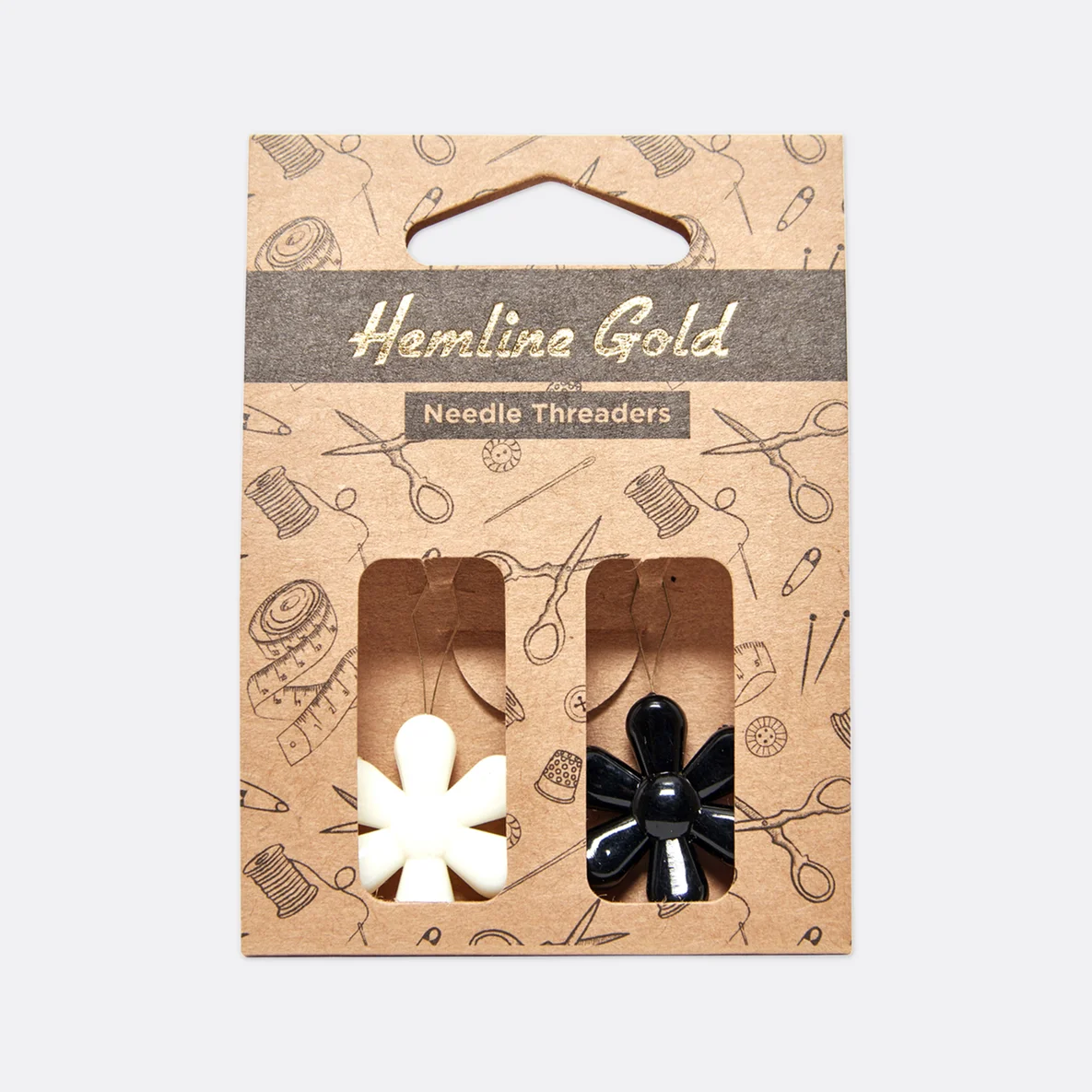 Hemline Gold Einfädelhilfe 2 Stück Blume