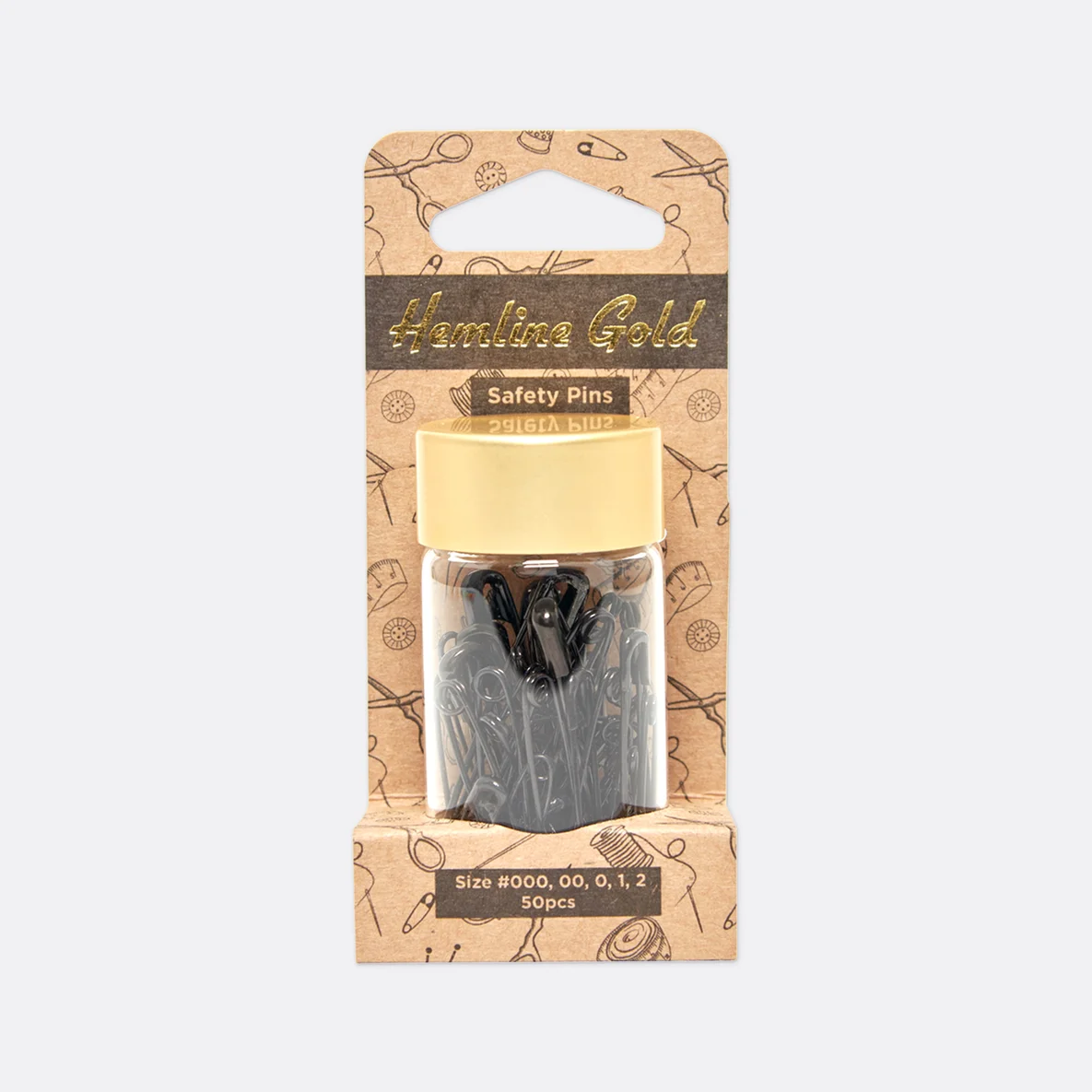 Hemline Gold Sicherheitsnadeln schwarz 50 Stück