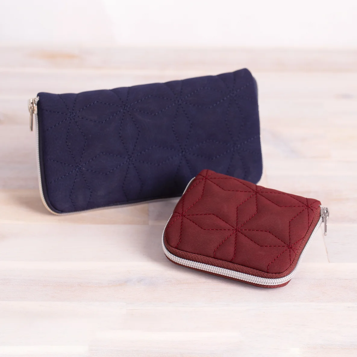 Kunstleder matt navy für Portemonnaie nähen