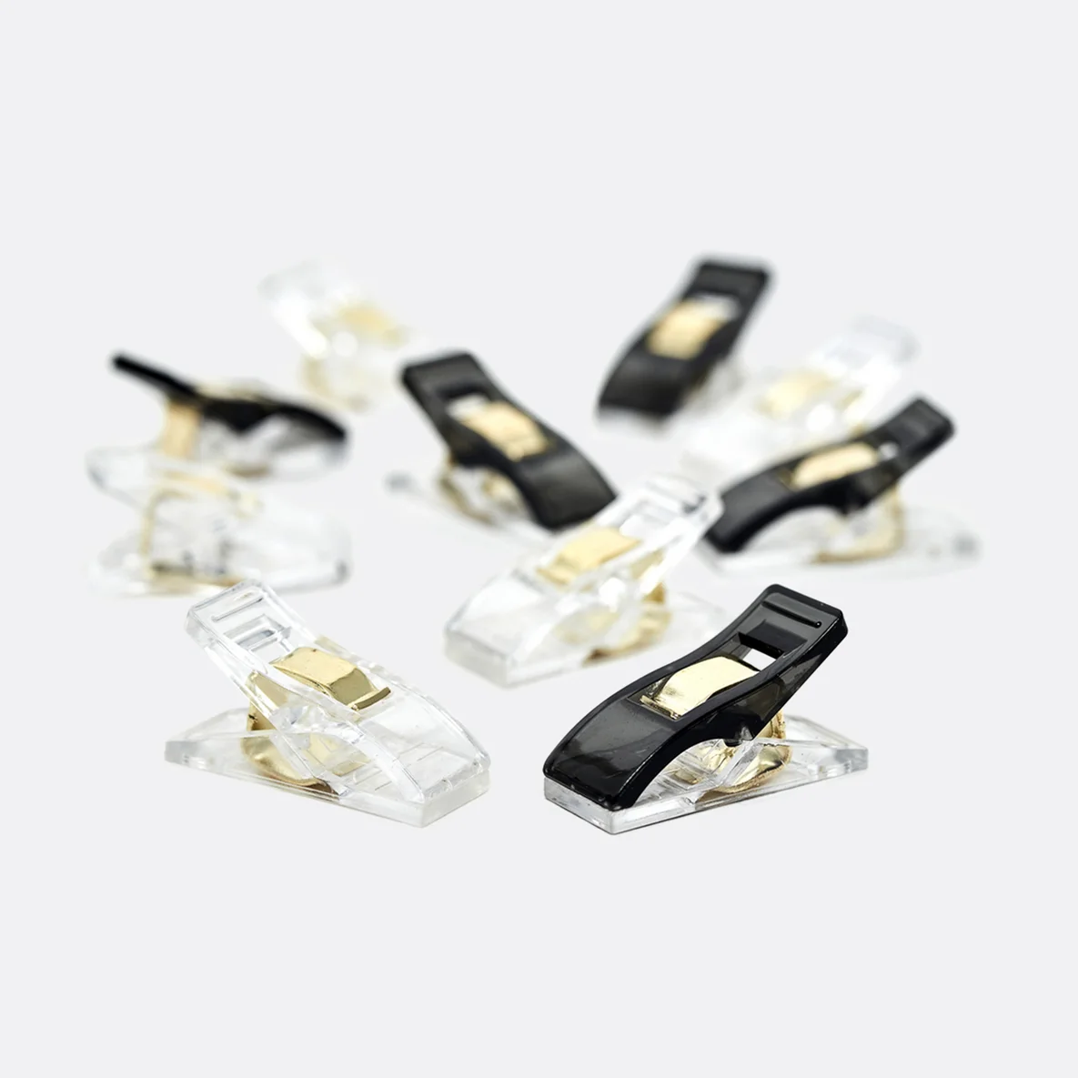 Stoffklammern schwarz gold transparent 