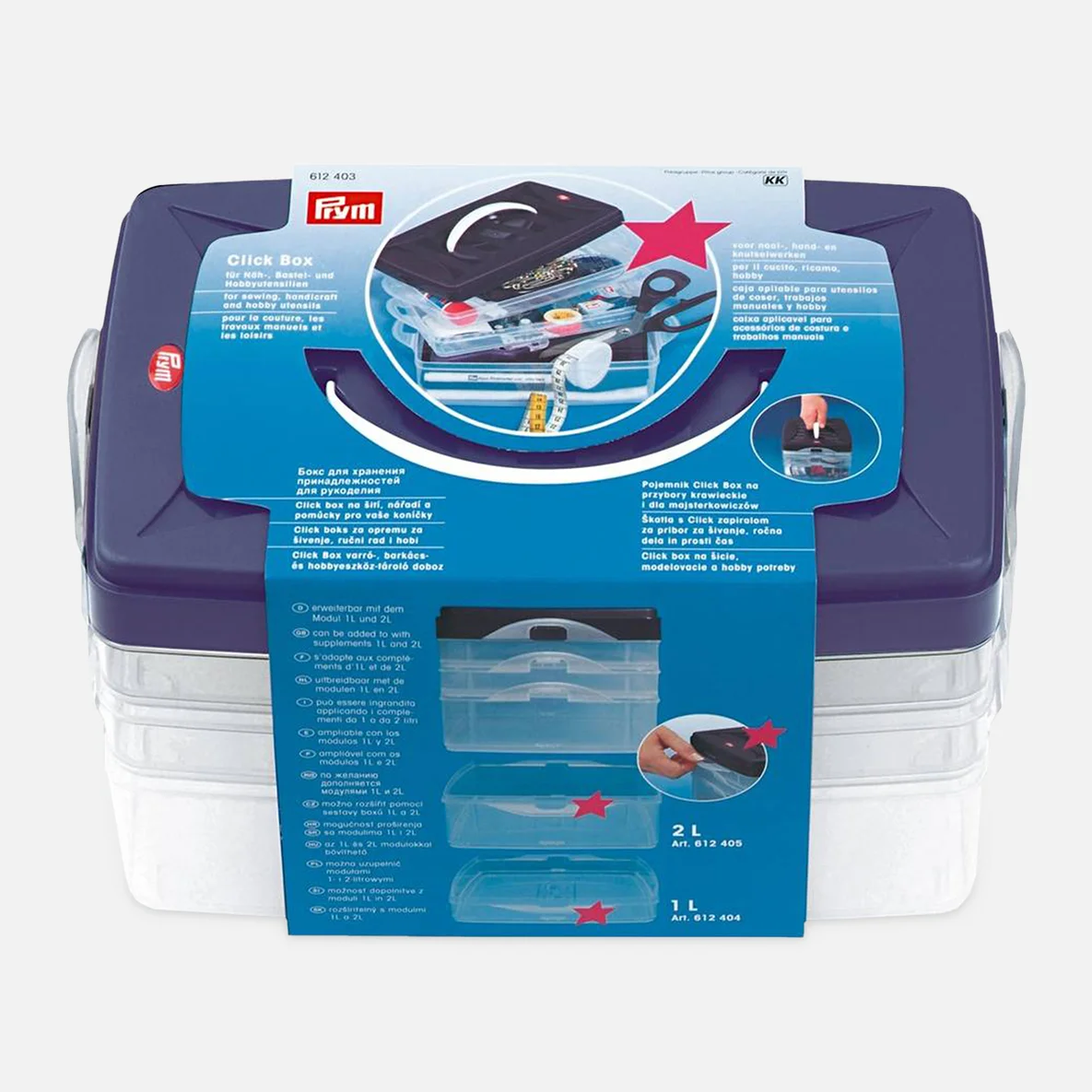 PRYM Click Box zum Ordnen und Aufbewahren von Nähutensilien