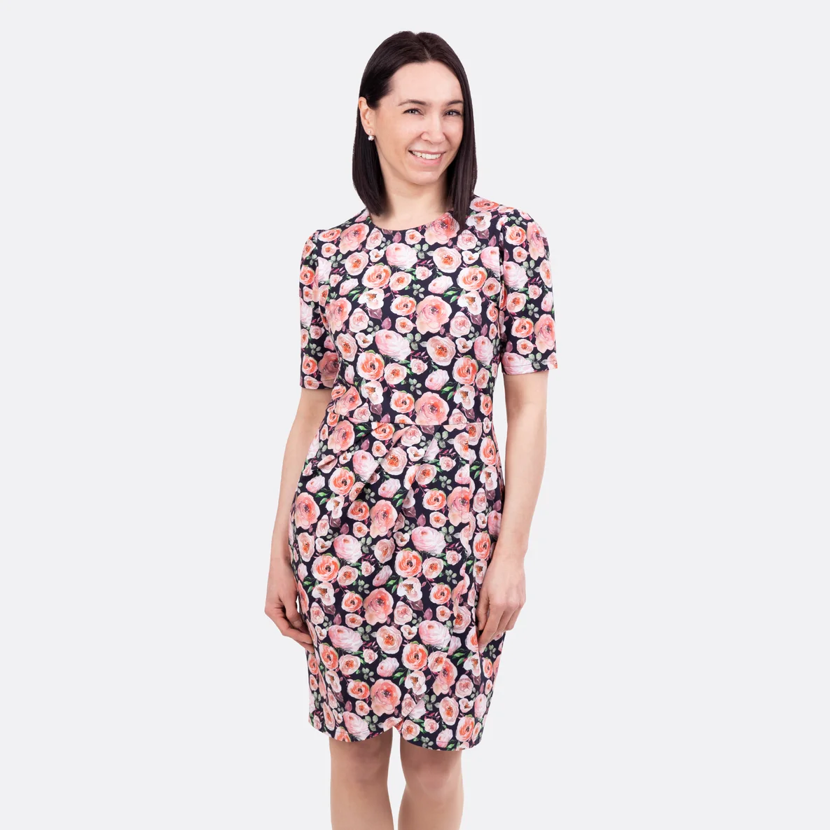 Kleid nähen Baumwolljersey Rosenmuster