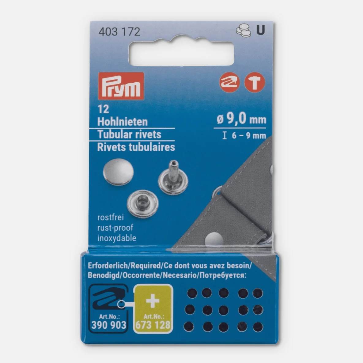 PRYM Hohlnieten 9mm 6-9mm Höhe silber 
