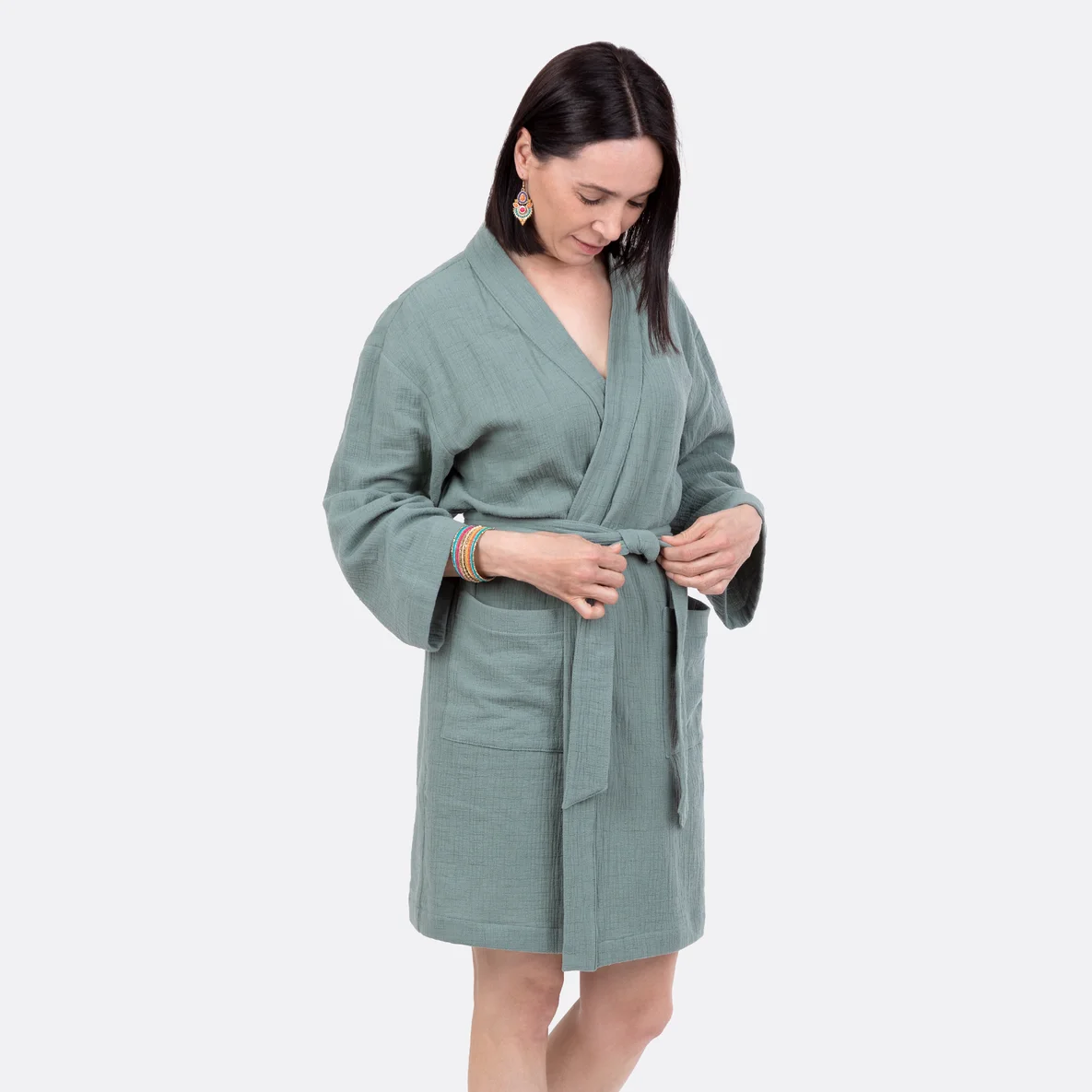 Schnittmuster Damen Bademantel aus Musselin