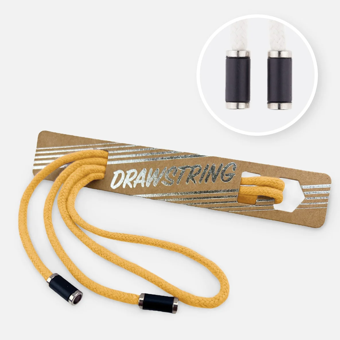 Kordel 5 mm mit silber Enden Länge 115cm Altgelb