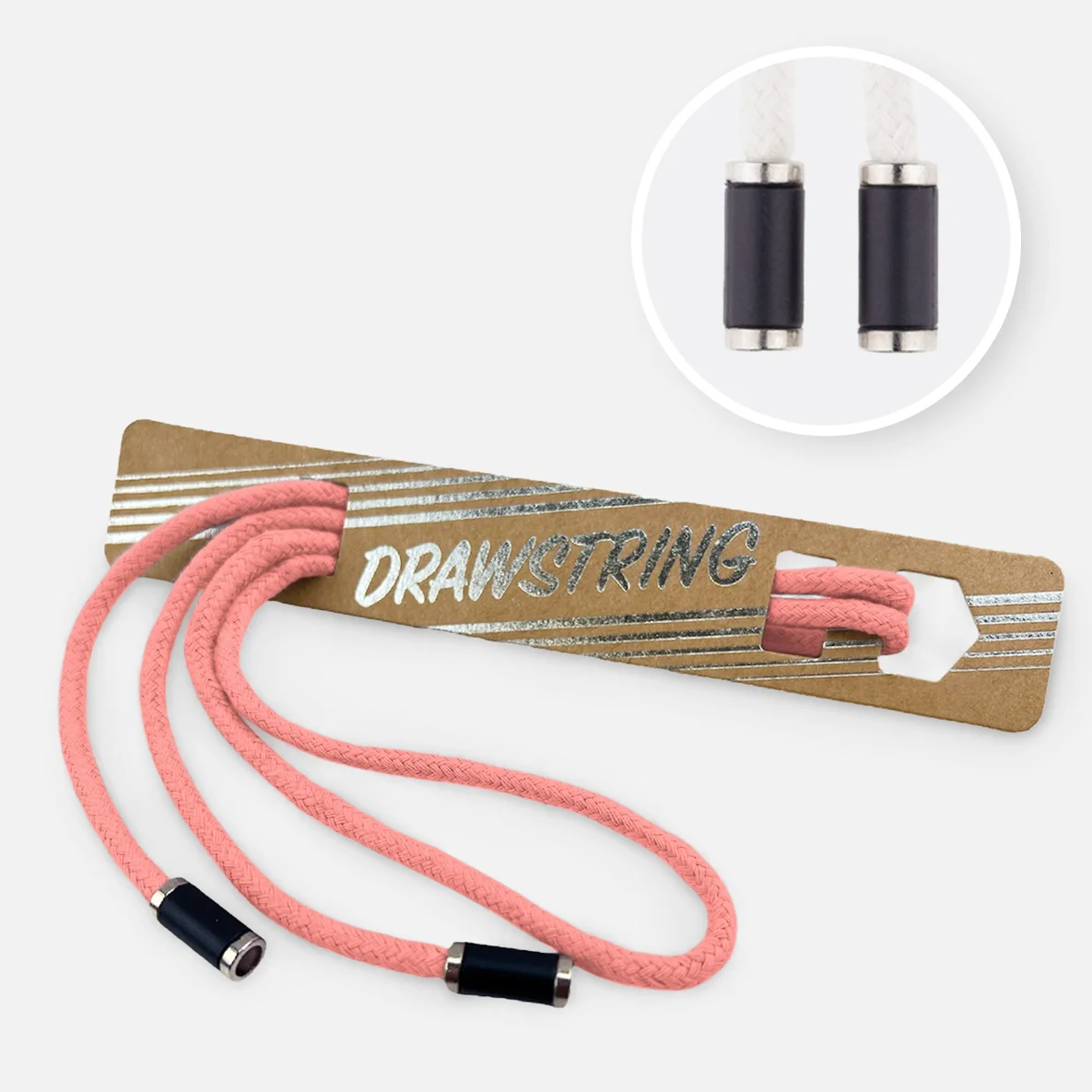 Kordel 5 mm mit silber Enden Länge 115cm Aprikose