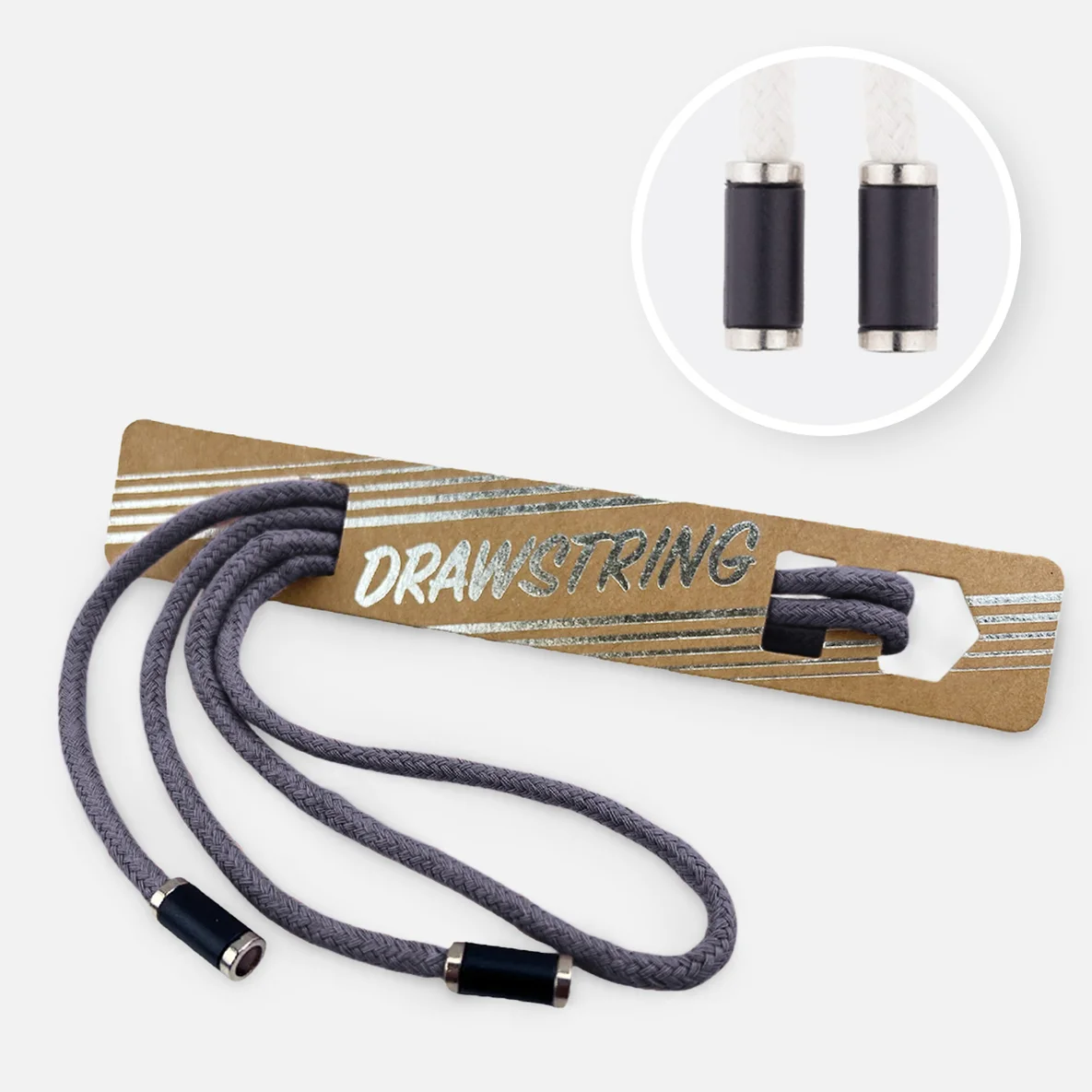 Kordel 5 mm mit silber Enden Länge 115cm Dunkelgrau