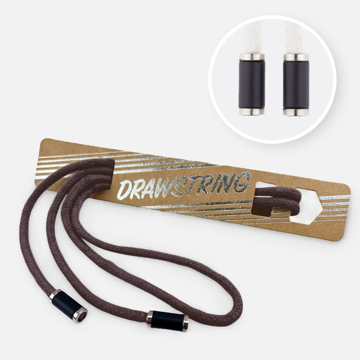 Kordel 5 mm mit silber Enden Länge 115cm Dunkler Mokka