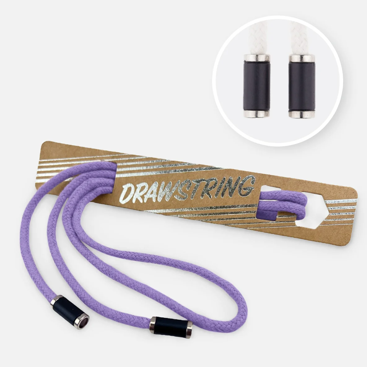 Kordel 5 mm mit silber Enden Länge 115cm Lavendel