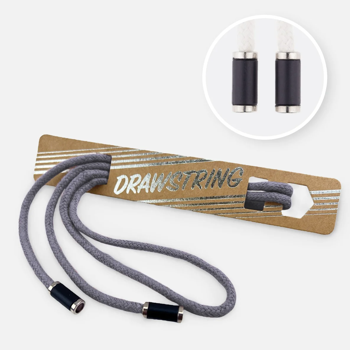 Kordel 5 mm mit silber Enden Länge 115cm Mittelgrau