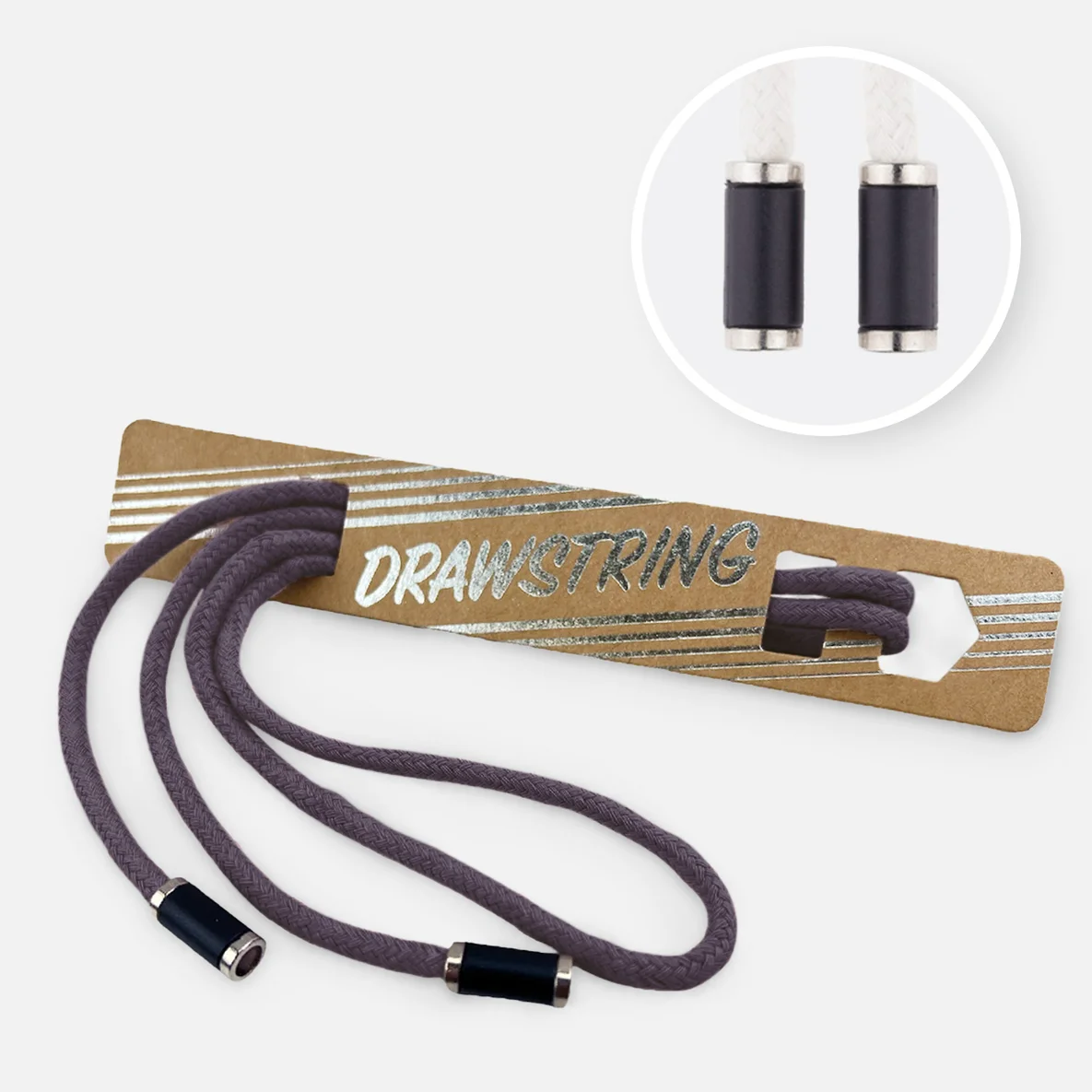 Kordel 5 mm mit silber Enden Länge 115cm Mokka