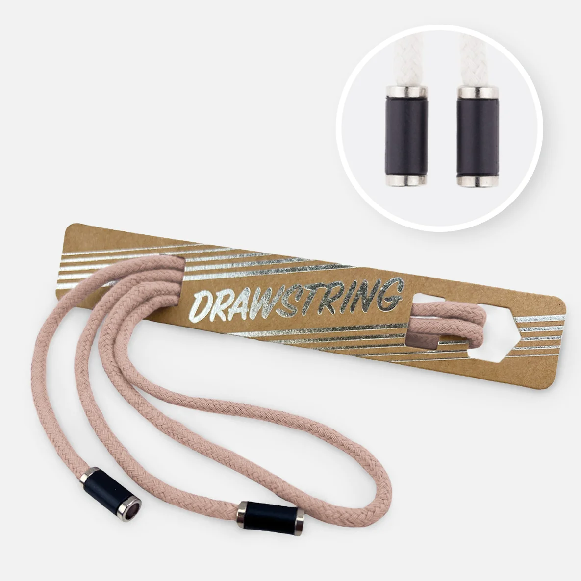 Kordel 5 mm mit silber Enden Länge 115cm Taupe