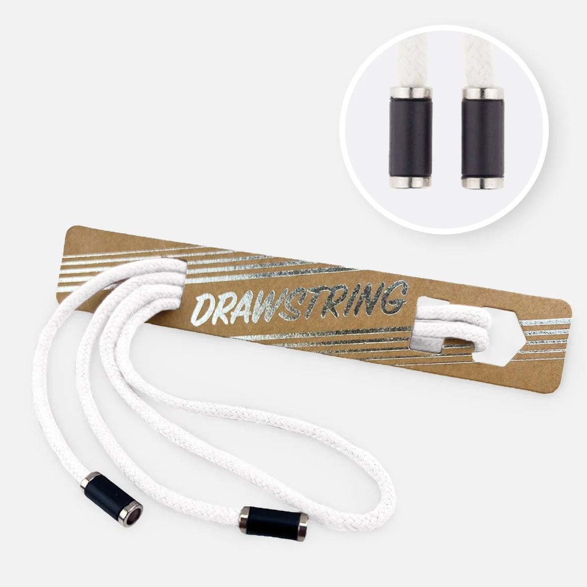 Kordel 5 mm mit silber Enden Länge 115cm Weiß