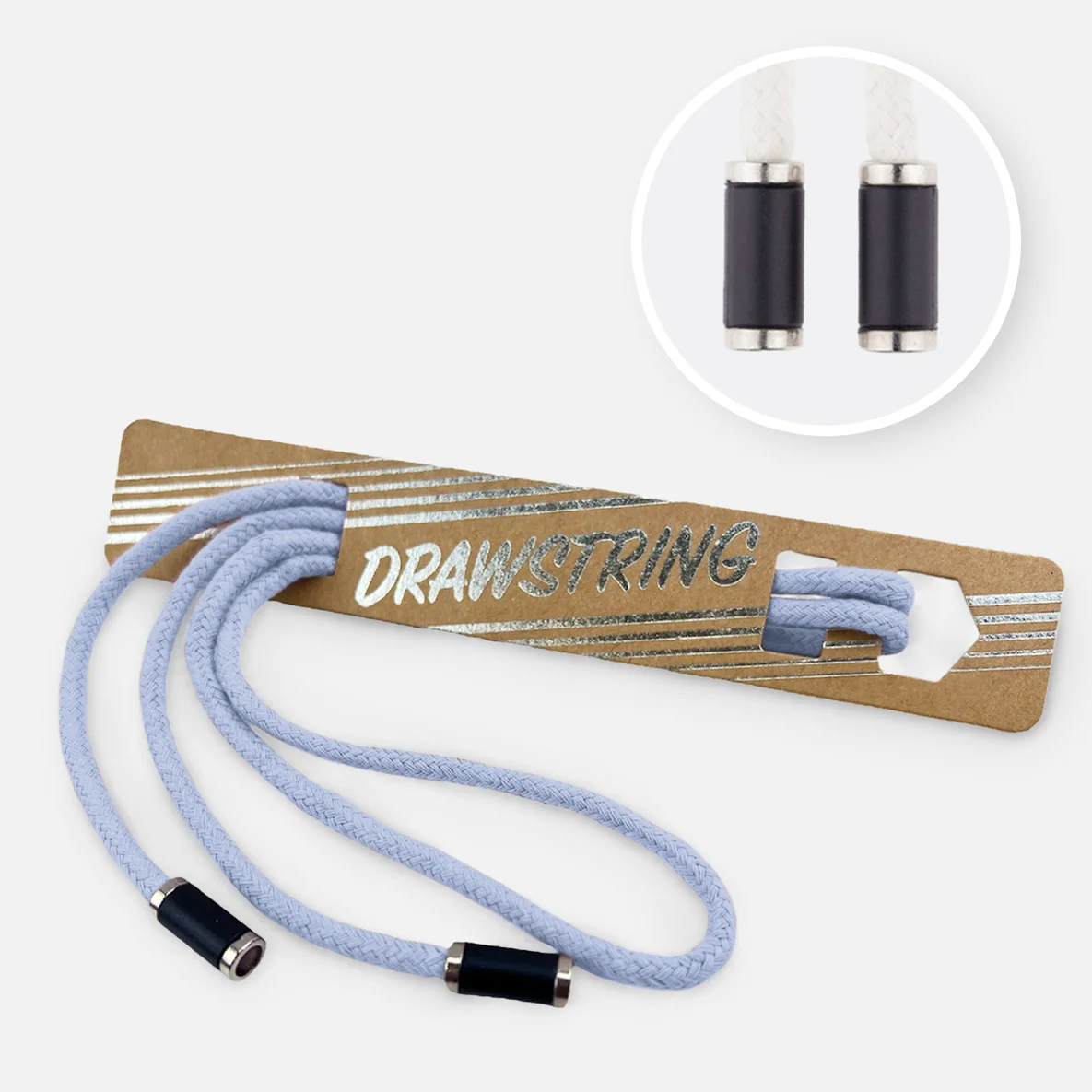 Kordel 5 mm mit silber Enden Länge 115cm Wolkenblau