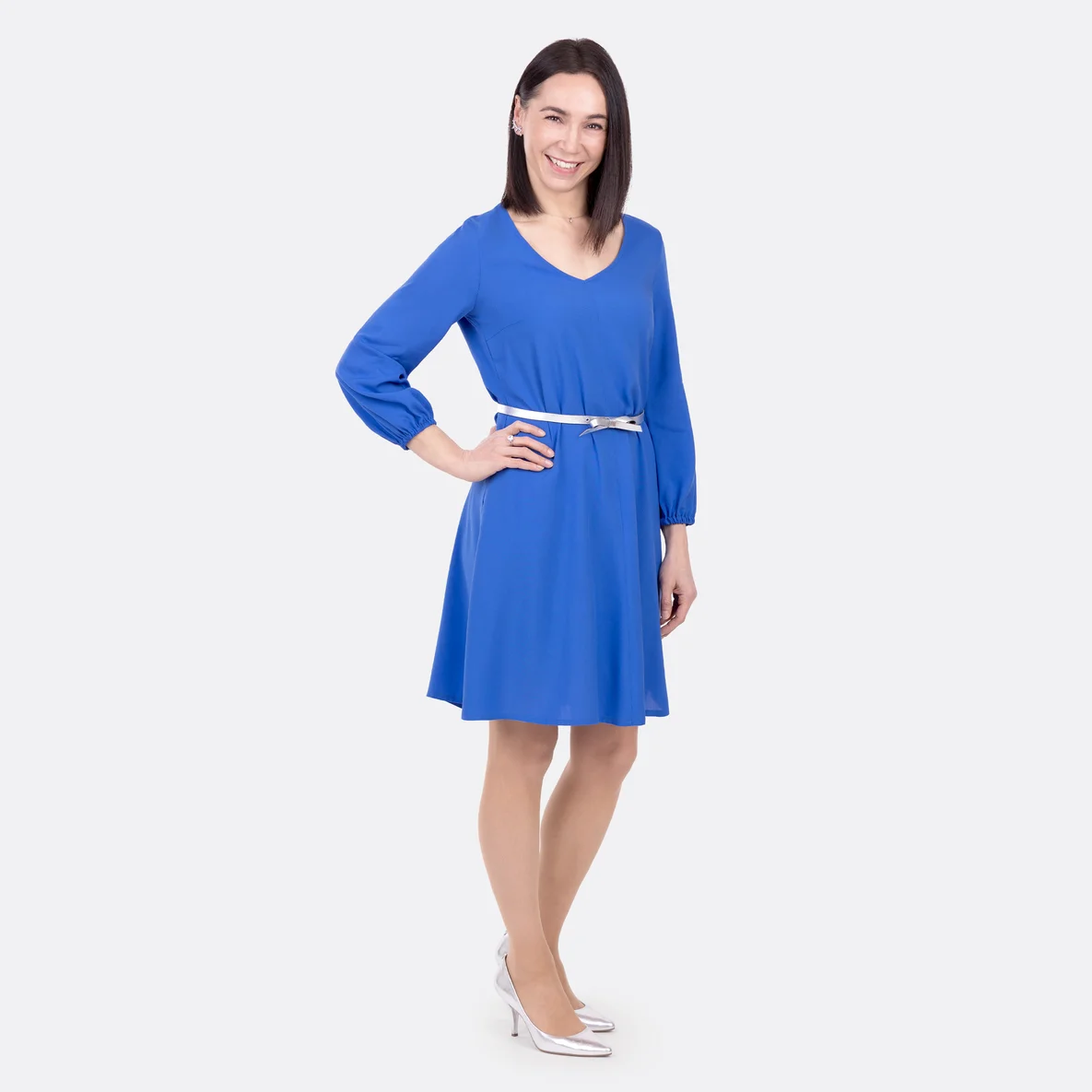 Damenkleid Stoff Viskose blau nähen