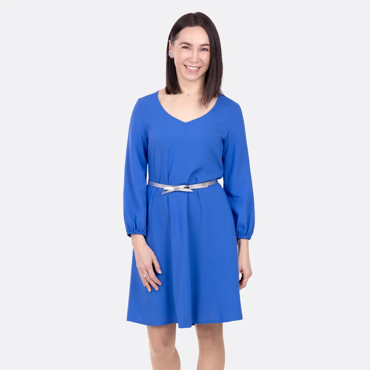 Viskosestoff königsblau Kleid nähen