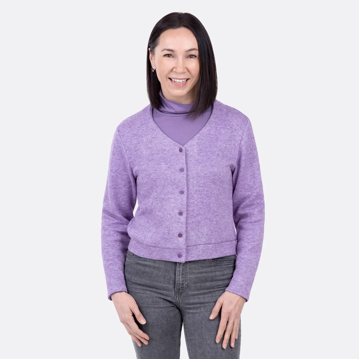 Strickjacke mit Knopfleiste nähen aus Viskosestrickstoff