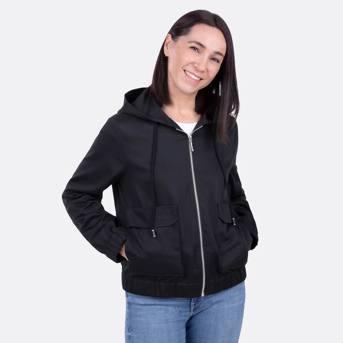 Schnittmuster Damenjacke Frühling schwarz Köper