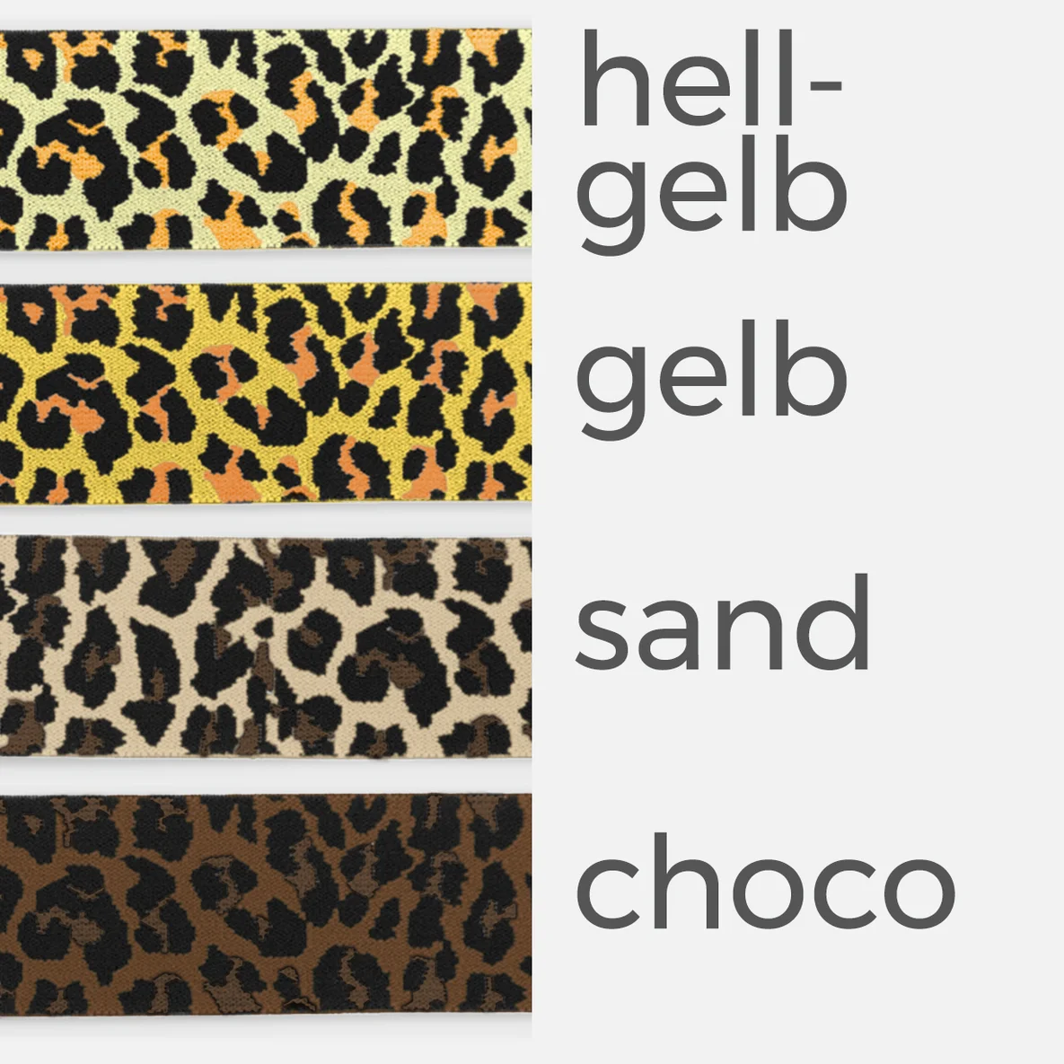 Gummiband 40 mm Leopard, hellgelb, gelb, sand, choco